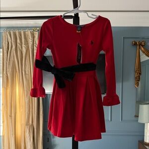Polo by Ralph Lauren Red Dress with Black Velvet Bow